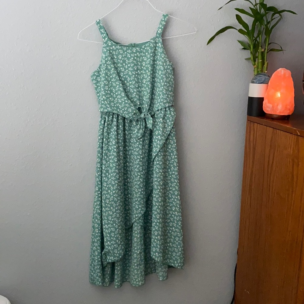 Stylish high-low mint floral dress